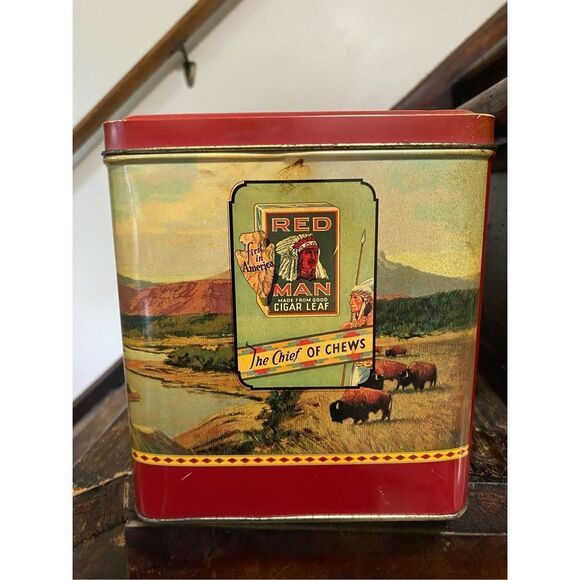 Vintage 1991 red man chewing tobacco tin - Picture 2 of 7